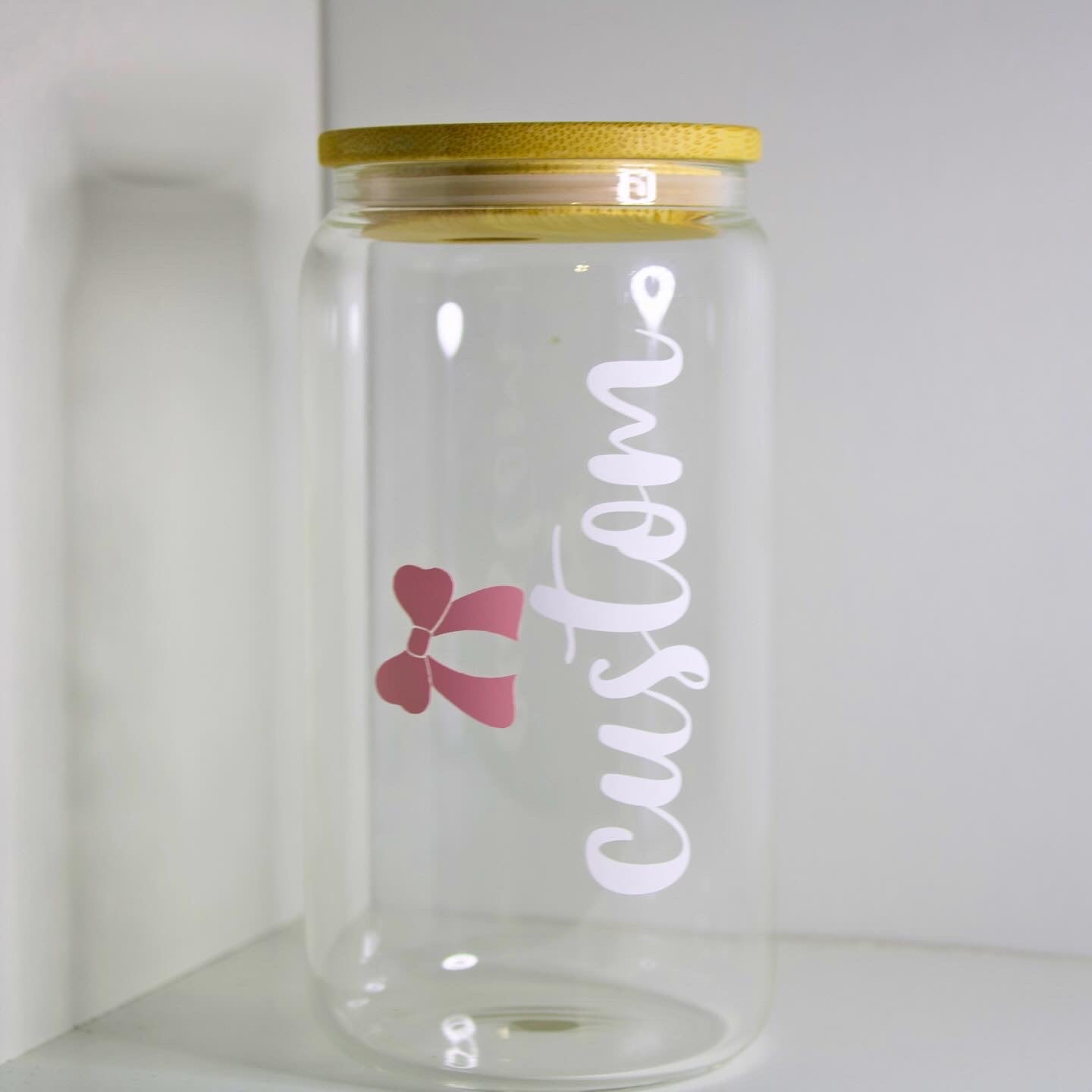 Personalized Glass Cup with Bow