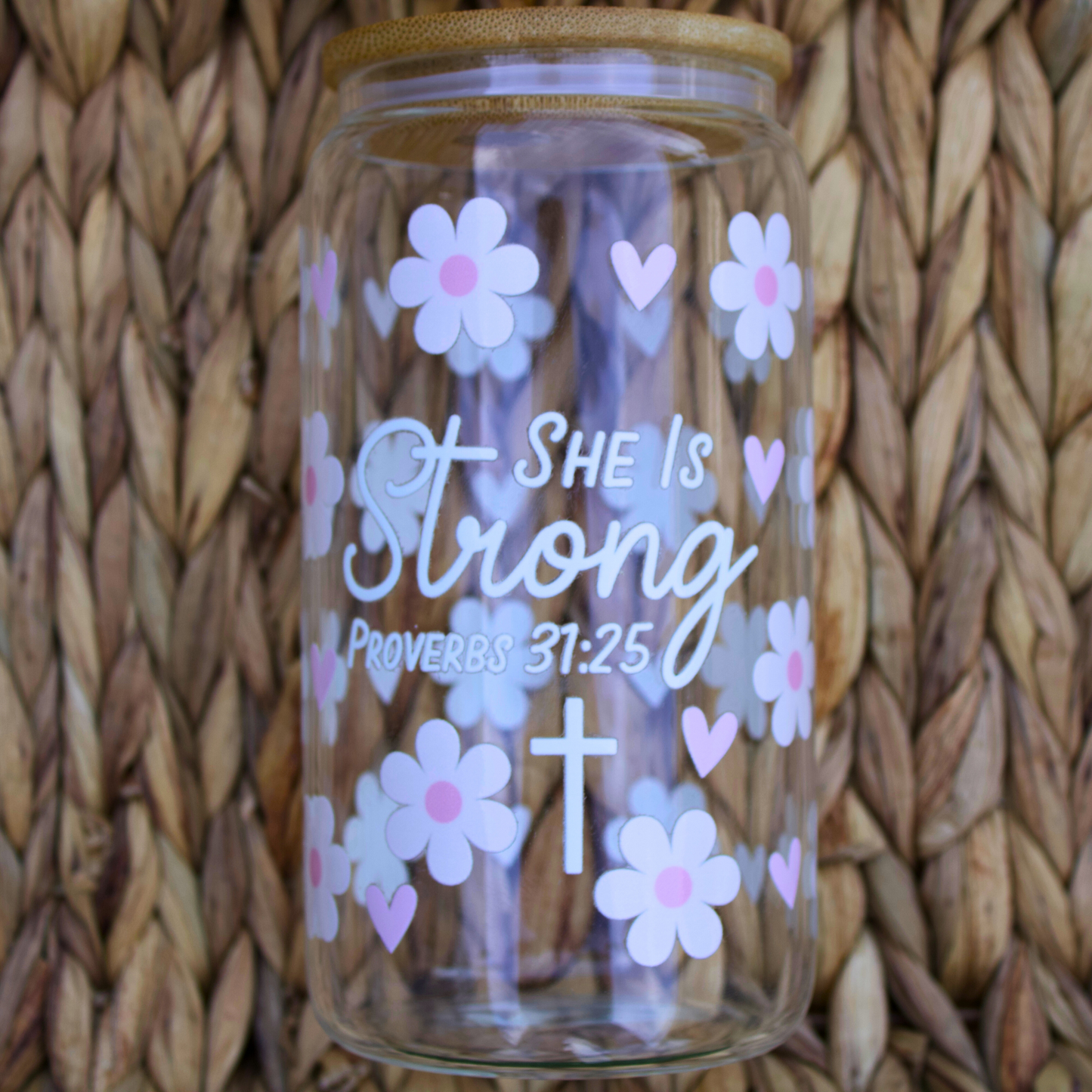 She Is Strong Glass Cup