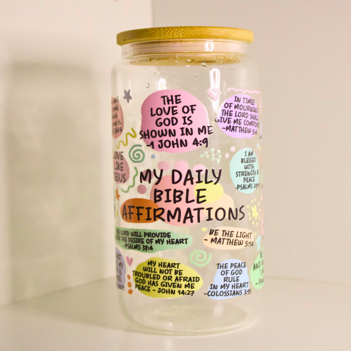 Daily Bible Affirmation Glass Cup