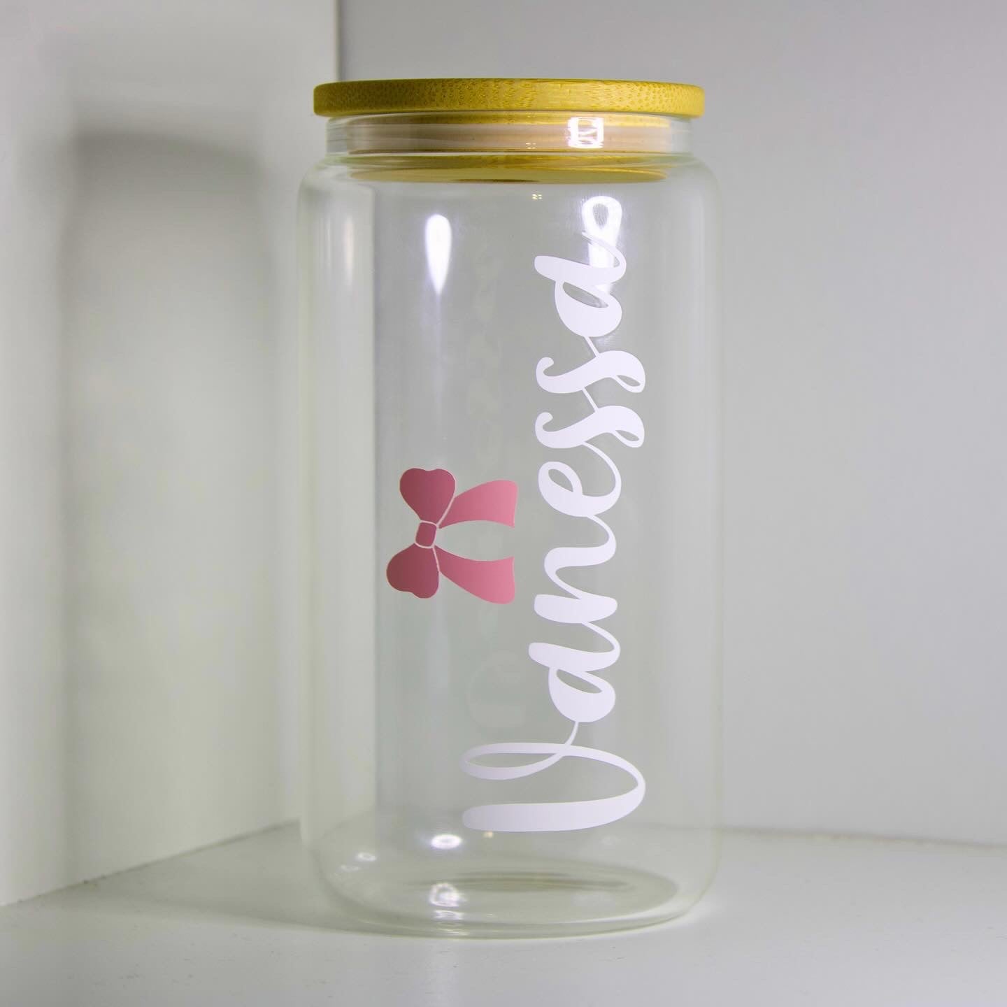 Personalized Glass Cup with Bow