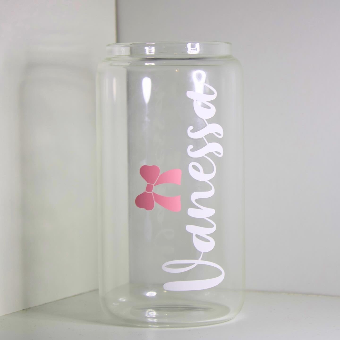 Personalized Glass Cup with Bow