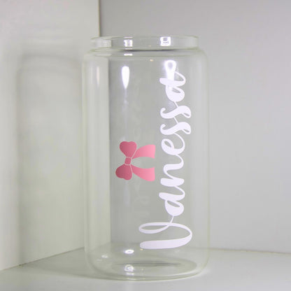 Personalized Glass Cup with Bow