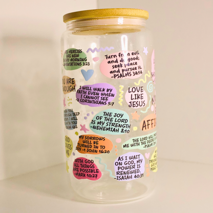 Daily Bible Affirmation Glass Cup